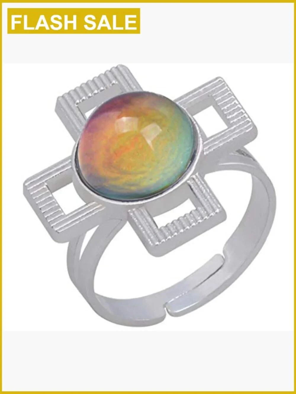 16pcs Adjustable Mood Rings Stainless Steel Temperature Change Ring Set